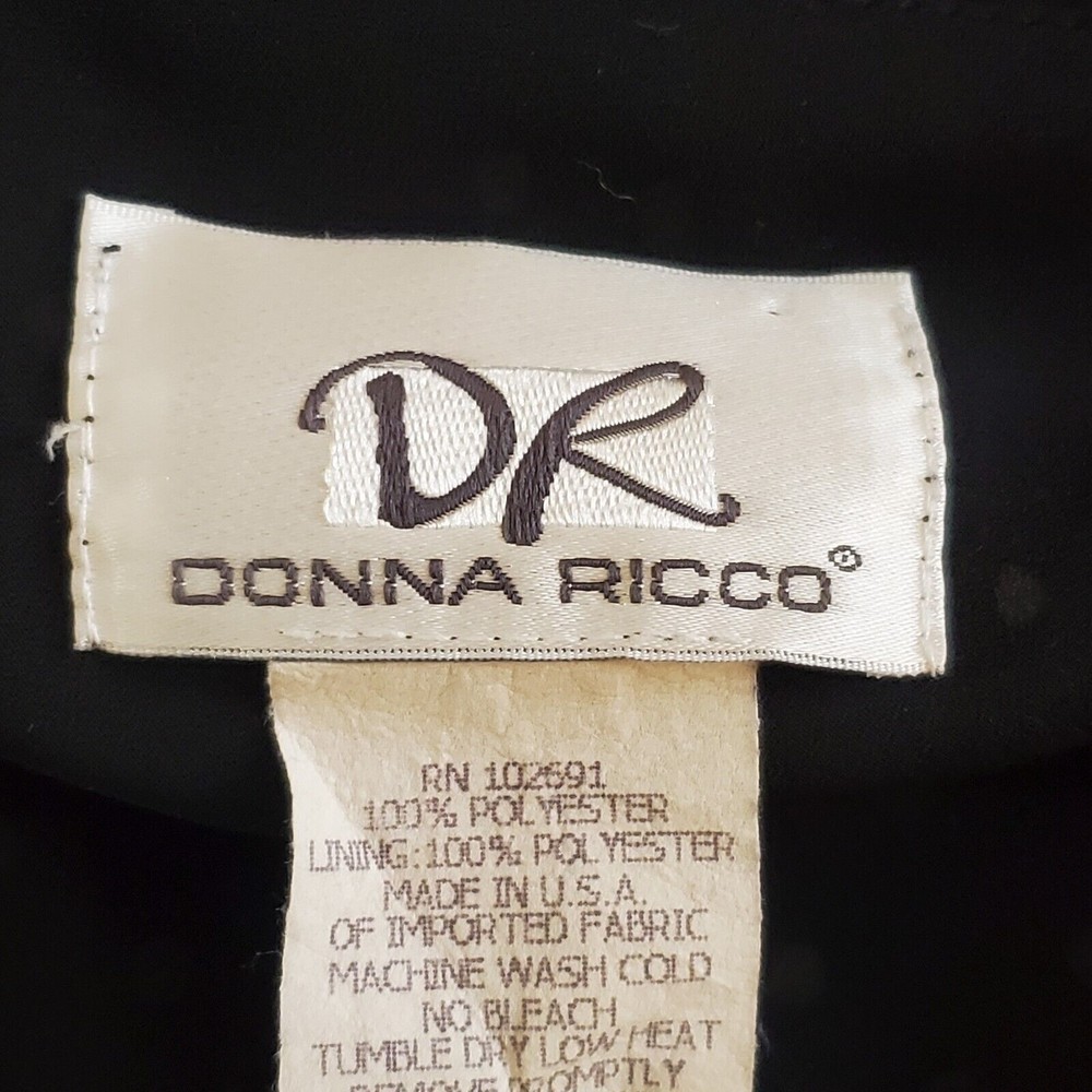 VINTAGE Donna Ricco Womens Black White Polka Dot Party Dress Size 6 Short Sleeve - Picture 7 of 8